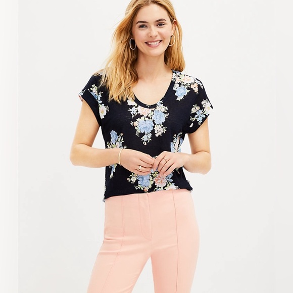 LOFT Tops - Ann Taylor Blossom Linen Tee SZ MED